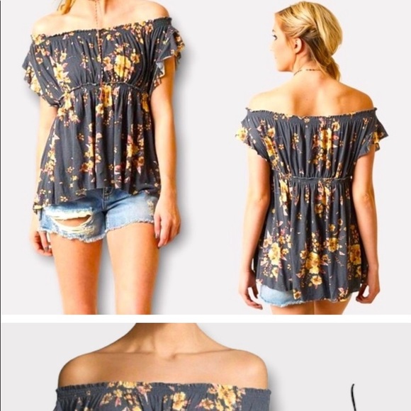 Free People Sam Floral Navy Top - Picture 4 of 9